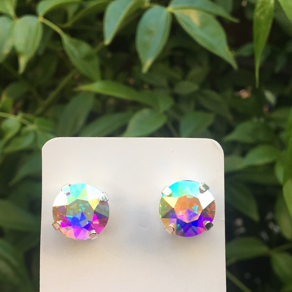 Aurora Borealis + Silver Crystal Earrings - Picture 10 of 12